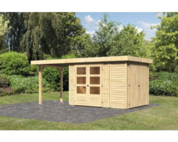 Gartenhaus Karibu Karola 2 inkl. Anbauschrank und Anbaudach 2,4 m 508x217 cm natur