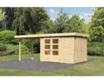Hornbach Gartenhaus Karibu Karola 2 inkl. Anbauschrank und Anbaudach 2,8 m 543x217 cm natur