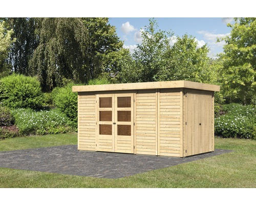 Gartenhaus Karibu Karola 5 inkl. Anbauschrank 377x217 cm natur