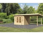 Hornbach Gartenhaus Konsta Landau 6 mit Anbau 2,95 m 566 x 274 cm natur