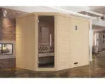 Hornbach Massivholzsauna Weka Kemi Eck GT Gr.2 inkl. 7,5 kW Ofen u.digitaler Steuerung mit graphitfarbiger Ganzglastüre