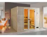 Hornbach Massivholzsauna Weka Valida GTF Gr.4 inkl. 9 kW Ofen u.integr.Steuerung mit Fenster und Ganzglastüre aus Klarglas