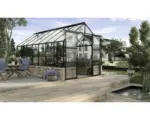 Hornbach Gewächshaus Vitavia Cassandra 11500 Einscheibensicherheitsglas 3 mm mit Steinsockel sandstein 256x450 cm schwarz