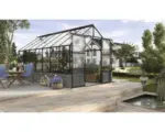 Hornbach Gewächshaus Vitavia Cassandra 11500 Einscheibensicherheitsglas 3 mm mit Steinsockel anthrazit 256x450 cm schwarz