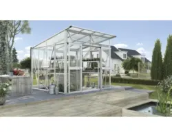 Gewächshaus Vitavia Aphrodite 7800 Einscheibensicherheitsglas/ Hohlkammerplatten 3/10 mm 275x270 cm Aluminium
