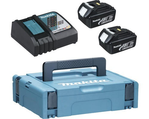 Akkuset und Schnellladegerät Makita DC18RC inkl. 2 Akkus 18V / 3 Ah und MAKPAC Transportkoffer