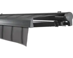 SOLUNA Halbkassettenmarkise Comfort 5,5x2 Stoff Dessin D419 Gestell DB703 dunkelgrau Antrieb rechts inkl. Mortor und Wandschalter