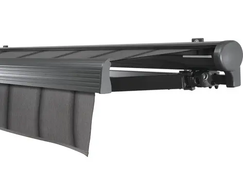 SOLUNA Halbkassettenmarkise Comfort 5,5x2 Stoff Dessin D419 Gestell DB703 dunkelgrau Antrieb rechts inkl. Mortor und Wandschalter