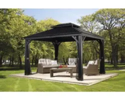 Pavillon SOJAG Messina 10x12 mit Moskitonetz 353 x 288 cm anthrazit