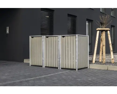 Mülltonnenbox HIDE Holz 210x80,7x115,2 cm grau
