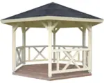 Hornbach Pavillon Palmako Betty mit Geländer 9,9 m² Ø 337 cm natur