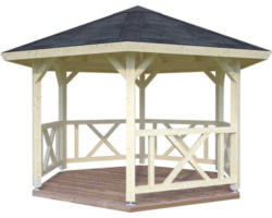 Pavillon Palmako Betty mit Geländer 9,9 m² Ø 337 cm natur