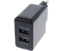 USB-Ladegerät 230 V 2 x USB 5 V 2,4 A schwarz