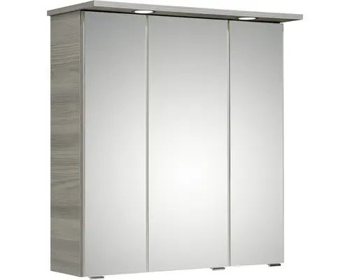 LED-Spiegelschrank Pelipal Heidelberg 3-t&uuml;rig 65x20x72 cm grau