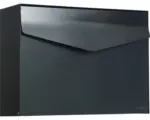 Hornbach MEFA Briefkasten Stahl pulverbeschichtet BxHxT 430x312x110 mm Letter 112 Tiefschwarz RAL 9005 semimatt ohne Namensschild mit Klappe