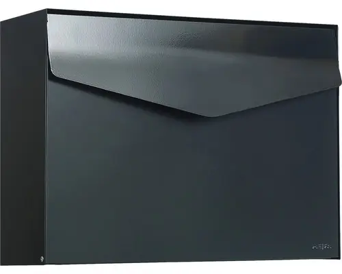 MEFA Briefkasten Stahl pulverbeschichtet BxHxT 430x312x110 mm Letter 112 Tiefschwarz RAL 9005 semimatt ohne Namensschild mit Klappe