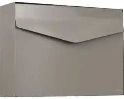 MEFA Briefkasten Stahl pulverbeschichtet BxHxT 430x312x110 mm Letter 112 Beigegrau RAL 7006 semimatt ohne Namensschild mit Klappe