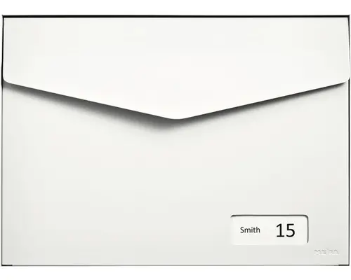 MEFA Briefkasten Stahl pulverbeschichtet BxHxT 430x312x178 mm Letter 113 Reinweiß RAL 9010 semimatt mit Namensschild + Klappe