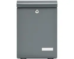 MEFA Briefkasten Stahl pulverbeschichtet BxHxT 270/405/118 mm Lento 135 Basaltgrau RAL 7012 Entnahme vorne mit Namensschild