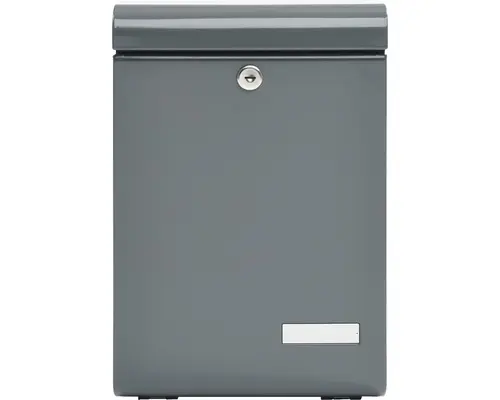 MEFA Briefkasten Stahl pulverbeschichtet BxHxT 270/405/118 mm Lento 135 Basaltgrau RAL 7012 Entnahme vorne mit Namensschild