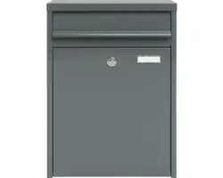 Briefkasten MEFA Piano 350 BxHxT 345x470x170 mm pulverbeschichtet mit 1 Namensschild basaltgrau RAL 7012 matt