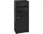 Hornbach MEFA Paketbriefkasten Stahl pulverbeschichtet BxHxT 352/952/200 mm Rowan 471 Tiefschwarz RAL 9005 mit Klappe Entnahme vorne