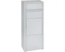 MEFA Paketbriefkasten Stahl pulverbeschichtet BxHxT 352/952/200 mm Rowan 471 Weißaluminium RAL 9006 mit Klappe Entnahme vorne