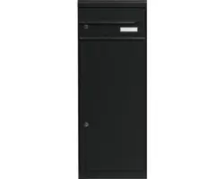 MEFA Paketbriefkasten Stahl pulverbeschichtet BxHxT 402/1091/310 mm Maple 661 Schwarzgrau RAL 7021 semimatt Entnahme vorne 2-fach mit Namensschild