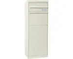 Hornbach MEFA Paketbriefkasten Stahl pulverbeschichtet BxHxT 402/1091/310 mm Maple 662 Reinweiß RAL 9010 semimatt Entnahme hinten 2-fach mit Namensschild