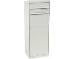 Hornbach MEFA Paketbriefkasten Stahl pulverbeschichtet BxHxT 402/1091/310 mm Maple 662 Weißaluminium RAL 9006 Entnahme hinten 2-fach mit Namensschild