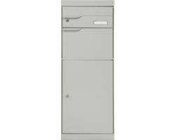 MEFA Paketbriefkasten Stahl pulverbeschichtet BxHxT 402/1094/310 mm Etna 771 Weißaluminium RAL 9006 Entnahme vorne 2-fach mit Namensschild