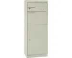 Hornbach MEFA Paketbriefkasten Stahl pulverbeschichtet BxHxT 402/1094/310 mm Etna 771 Grauweiß RAL 9002 Entnahme vorne 2-fach mit Namensschild