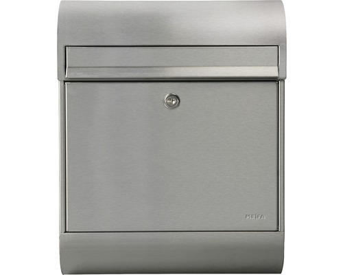 MEFA Briefkasten Briefkasten Edelstahl/gebürstet BxHxT 350/450/150 mm Ruby 866 Edelstahl Entnahme vorne mit Klappe + Zeitungsrolle