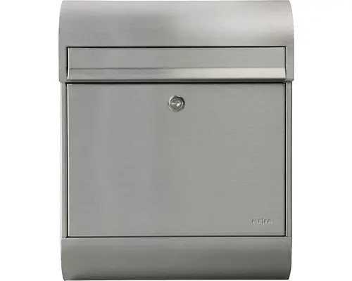 MEFA Briefkasten Briefkasten Edelstahl/gebürstet BxHxT 350/450/150 mm Ruby 866 Edelstahl Entnahme vorne mit Klappe + Zeitungsrolle