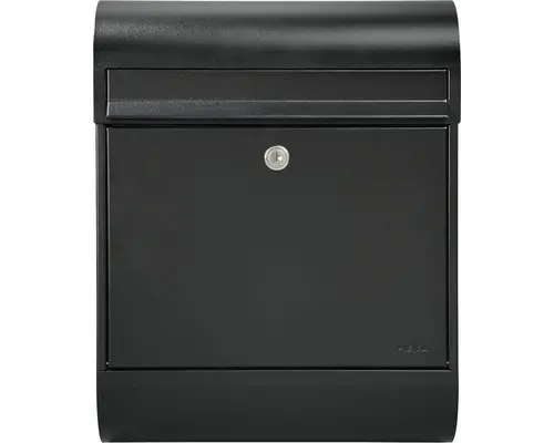 MEFA Briefkasten Briefkasten Stahl pulverbeschichtet BxHxT 350/450/150 mm Ruby 866 Tiefschwarz RAL 9005 glänzend Entnahme vorne mit Klappe + Zeitungsrolle