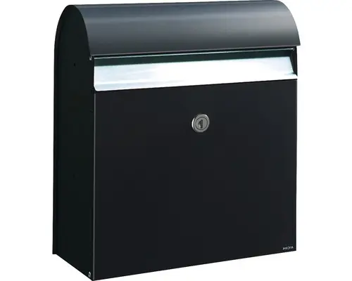 MEFA Briefkasten Briefkasten Stahl pulverbeschichtet BxHxT 365/425/180 mm Jade 870 Tiefschwarz RAL 9005 Entnahme vorne mit Klappe