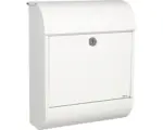 Hornbach MEFA Briefkasten Stahl pulverbeschichtet BxHxT 352/450/160 mm Pearl 872 Verkehrsweiß RAL 9016 glänzend mit integriertem Zeitungsfach