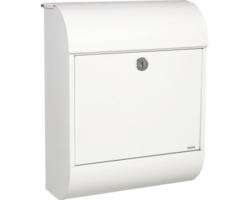 MEFA Briefkasten Stahl pulverbeschichtet BxHxT 352/450/160 mm Pearl 872 Verkehrsweiß RAL 9016 glänzend mit integriertem Zeitungsfach