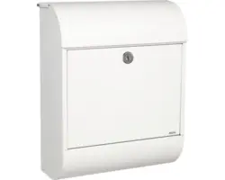 MEFA Briefkasten Stahl pulverbeschichtet BxHxT 352/450/160 mm Pearl 872 Verkehrsweiß RAL 9016 glänzend mit integriertem Zeitungsfach