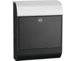 Hornbach MEFA Briefkasten Edelstahl/gebürstet BxHxT 352/450/160 mm Pearl 872 Tiefschwarz RAL 9005 Struktur und Edelstahl mit integriertem Zeitungsfach