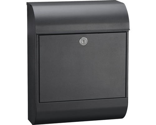 MEFA Briefkasten Stahl pulverbeschichtet BxHxT 352/450/160 mm Pearl 872 Tiefschwarz RAL 9005 Struktur mit integriertem Zeitungsfach