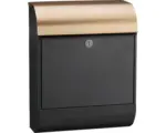 Hornbach MEFA Briefkasten Stahl pulverbeschichtet BxHxT 352/450/160 mm Pearl 872 Tiefschwarz RAL 9005 Struktur und Kupfer mit integriertem Zeitungsfach