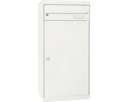 MEFA Paketbriefkasten Stahl pulverbeschichtet BxHxT 511/1091/388 mm Cedar 881 Reinweiß RAL 9010 Entnahme vorne 2-fach mit Namensschild