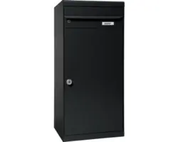 MEFA Paketbriefkasten Stahl pulverbeschichtet BxHxT 511/1091/388 mm Cedar 881 Schwarzgrau RAL 7021 Entnahme vorne 2-fach mit Namensschild