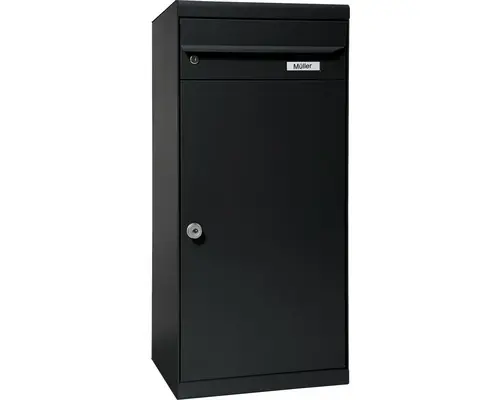 MEFA Paketbriefkasten Stahl pulverbeschichtet BxHxT 511/1091/388 mm Cedar 881 Schwarzgrau RAL 7021 Entnahme vorne 2-fach mit Namensschild