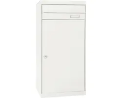 MEFA Paketbriefkasten Stahl pulverbeschichtet BxHxT 511/1091/388 mm Cedar 882 Reinweiß RAL 9010 Entnahme vorne 2-fach mit Namensschild