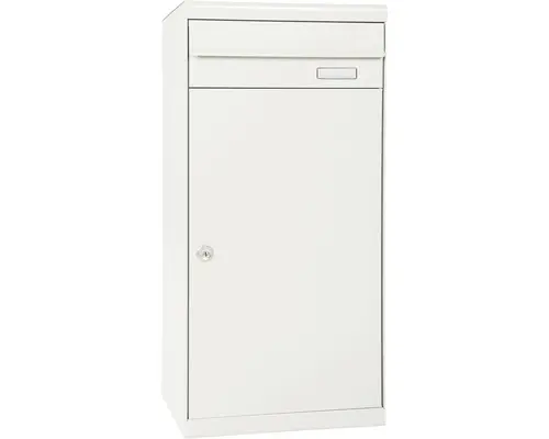 MEFA Paketbriefkasten Stahl pulverbeschichtet BxHxT 511/1091/388 mm Cedar 882 Reinweiß RAL 9010 Entnahme vorne 2-fach mit Namensschild