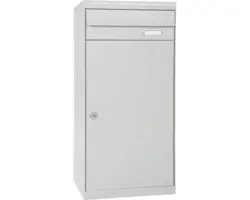 MEFA Paketbriefkasten Stahl pulverbeschichtet BxHxT 511/1091/388 mm Cedar 882 Weißaluminium RAL 9006 Entnahme vorne 2-fach mit Namensschild