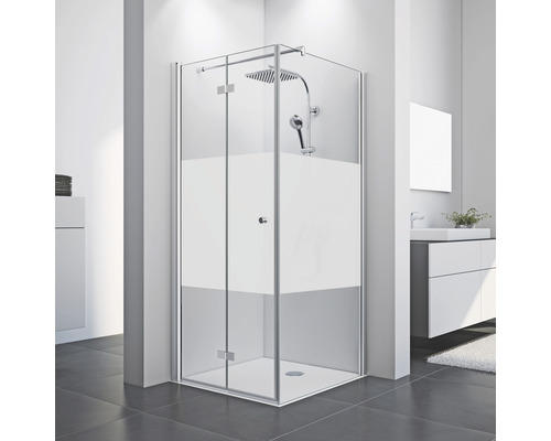 Drehfalttür für Seitenwand Breuer Elana 8 800x2000 mm Anschlag Links Dekorglas Intima chromoptik