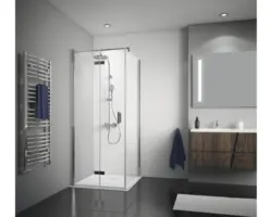 Drehfalttür für Seitenwand Breuer Panorama 1000x2000 mm Anschlag rechts Dekorglas Grau chromoptik